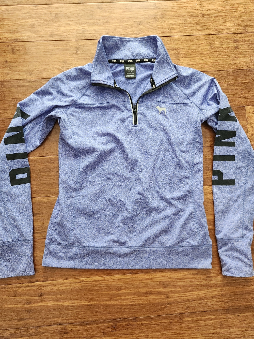 PINK Victoria's Secret Blue Purple Quarter-Zip Pullover Sweatshirt, Medium